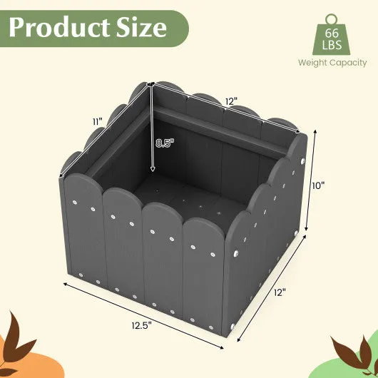 2 Pack Square Planter Box with Drainage Gaps for for Front Porch Garden Balcony-Gray