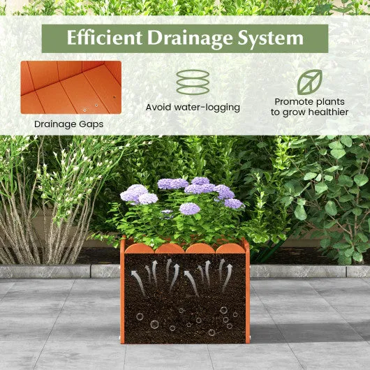 2 Pack Square Planter Box with Drainage Gaps for for Front Porch Garden Balcony-Orange