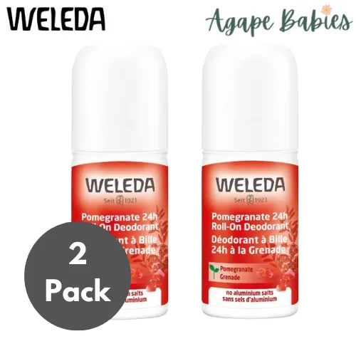 [2 Pack] Weleda Pomegranate 24hr Roll-On Deodorant, 50ml