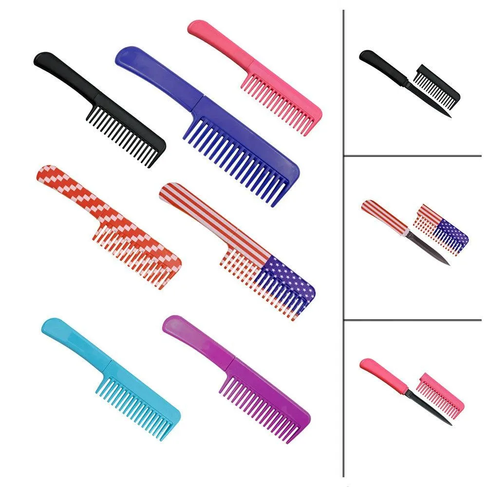 21 Units Self Defense Mixed Color Combs with Hidden Knives