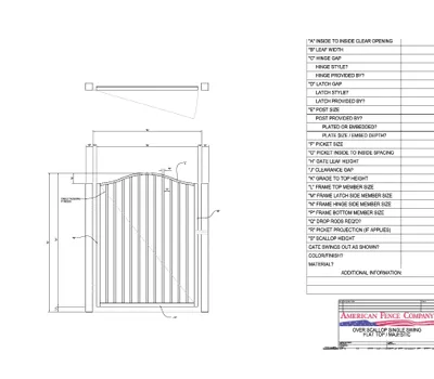 48" x 72" Overscallop Flat Top Single Swing Gate