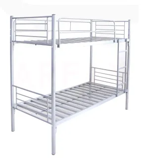 Aft Steel Bunk Bed Frame with Sturdy Steel Frame and Bed with Guard rail and ladder Grey 32 KG