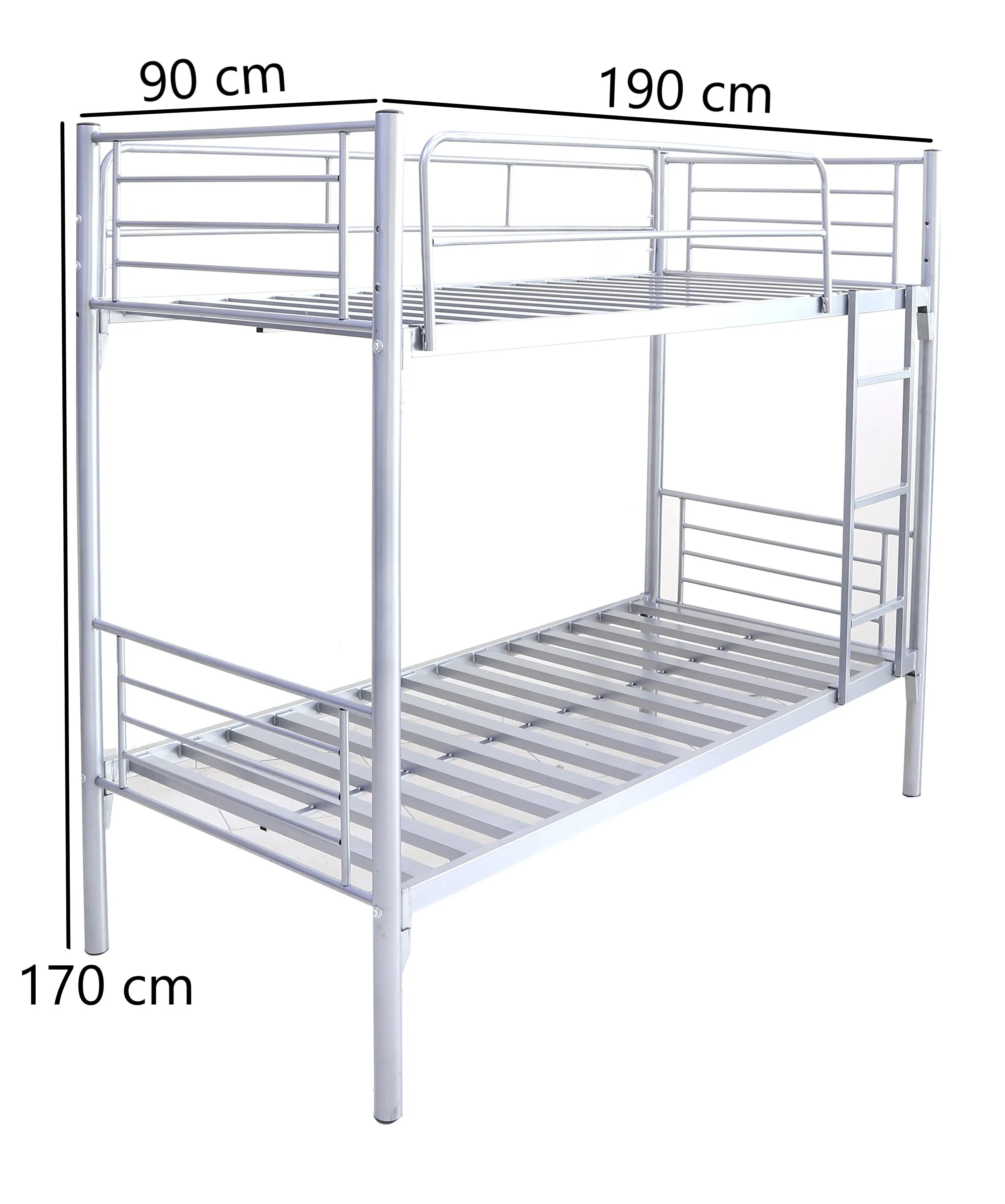 Aft Steel Bunk Bed Frame with Sturdy Steel Frame and Bed with Guard rail and ladder Grey 32 KG