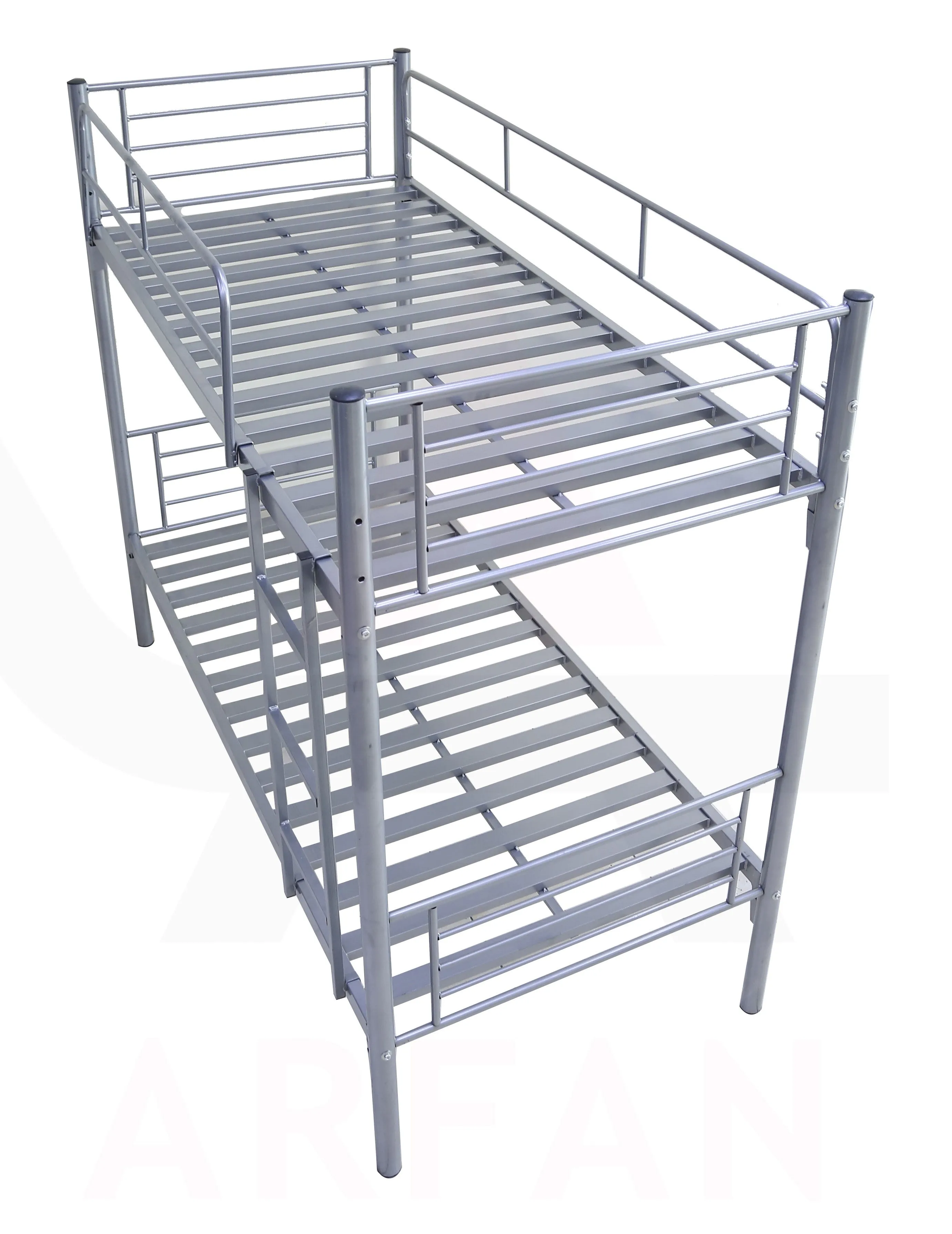 Aft Steel Bunk Bed Frame with Sturdy Steel Frame and Bed with Guard rail and ladder Grey 32 KG