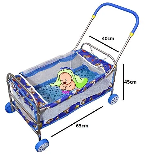 BACHAA JI TOY Iron Baby Jhula Baby/Cradle For New Born Baby Adjustable Swing For Sleeping Havey Palna For Babies Cradle For Baby 0 To 12 Month(Blue)