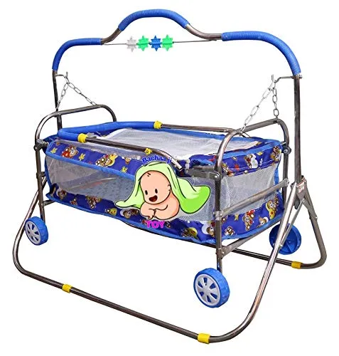 BACHAA JI TOY Iron Baby Jhula Baby/Cradle For New Born Baby Adjustable Swing For Sleeping Havey Palna For Babies Cradle For Baby 0 To 12 Month(Blue)