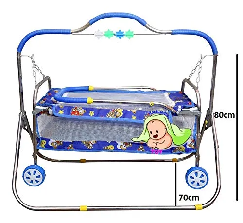 BACHAA JI TOY Iron Baby Jhula Baby/Cradle For New Born Baby Adjustable Swing For Sleeping Havey Palna For Babies Cradle For Baby 0 To 12 Month(Blue)