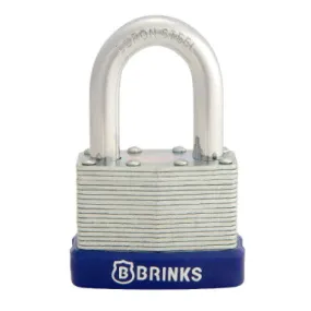 Brinks Commercial 50mm Laminated Steel Keyed Padlock - Chrome Plated With Hardened Boron Steel Shackle