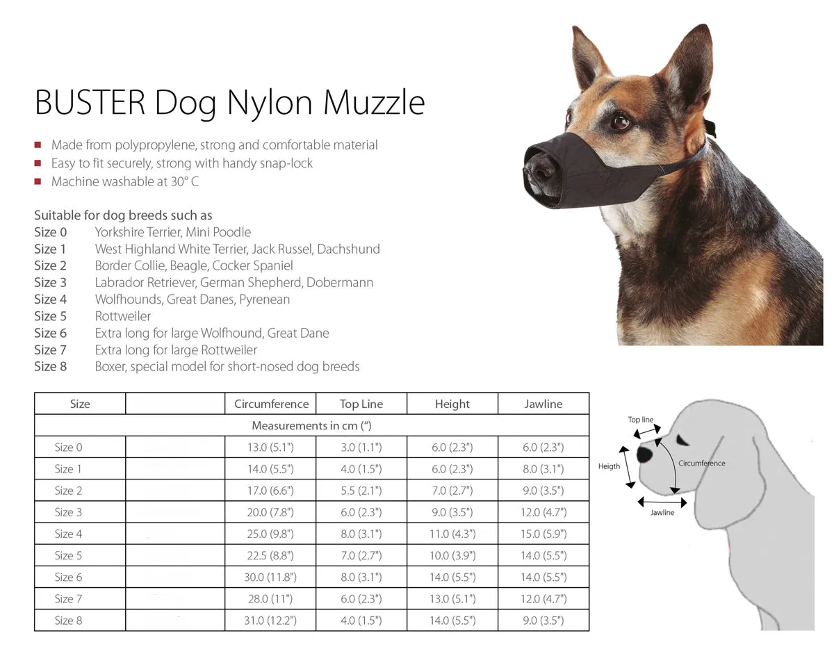 Buster Nylon Dog Muzzles