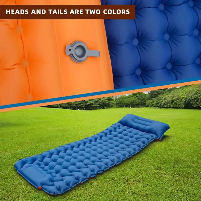 Camping Sleeping Pad with Built-in Inflator Pump BLUE