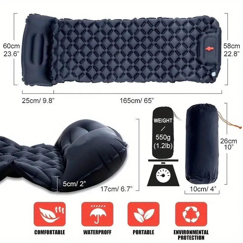 Camping Sleeping Pad with Built-in Inflator Pump BLUE