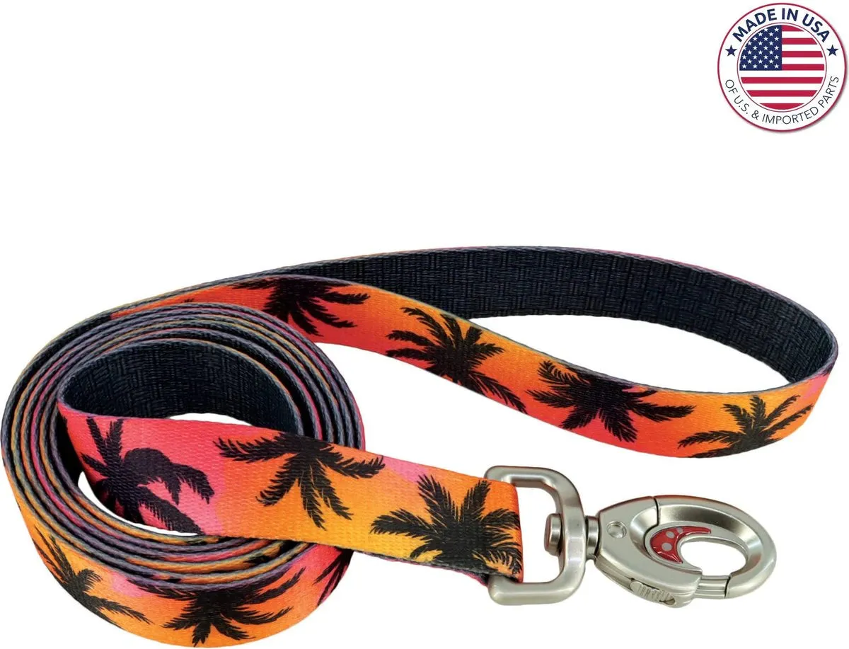 Coastal Sublime Adjustable Dog Harness - Sunset Palms with Black Grid