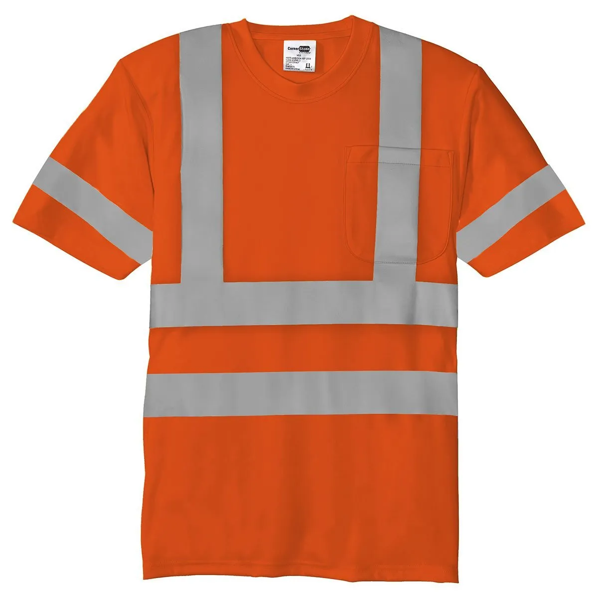 CornerStone Men's Safety Orange ANSI 107 Class 3 Short Sleeve Snag-Resistant Reflective T-Shirt