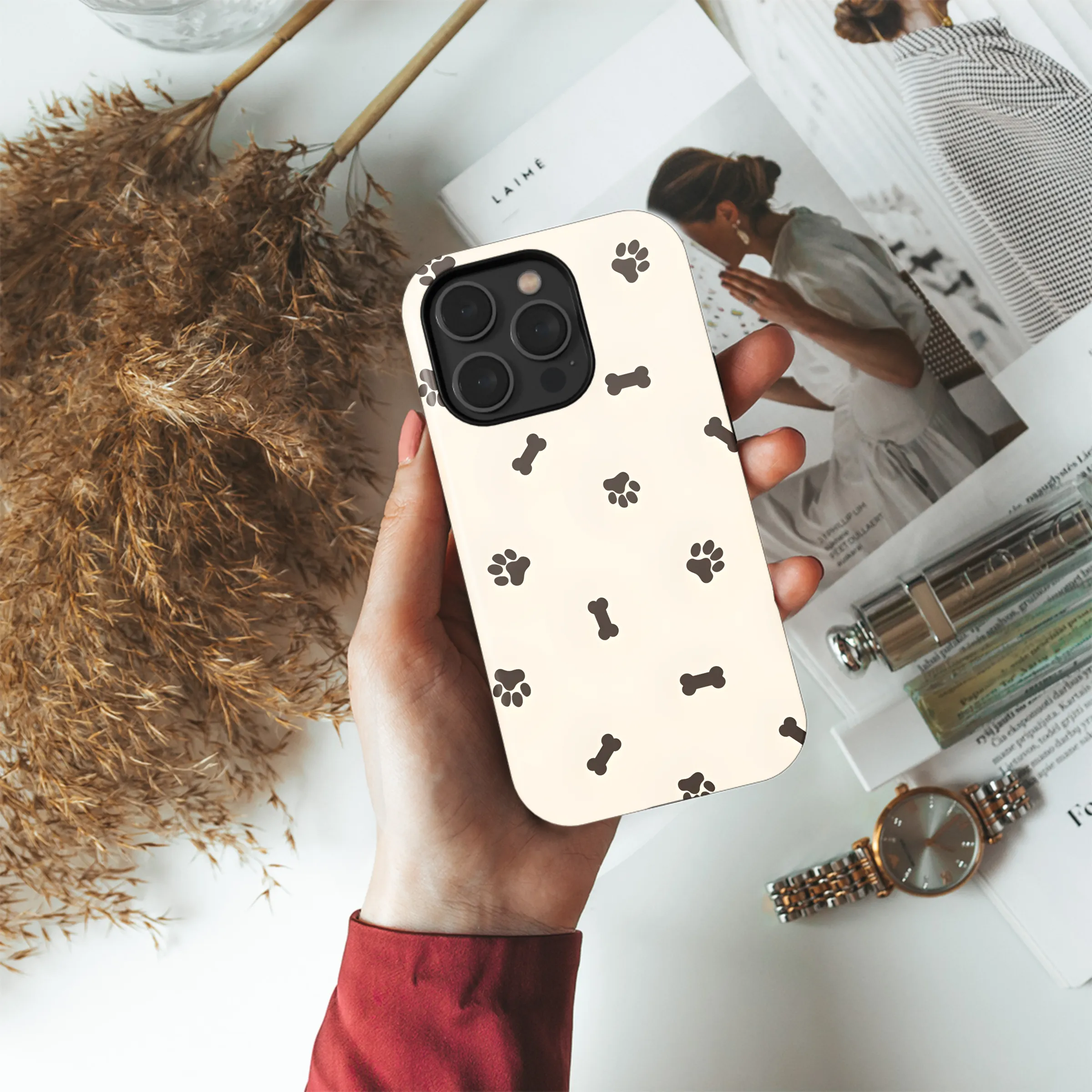 Dog Paw Bone Pattern Phone Case iPhone Samsung Cover Pixel 2180