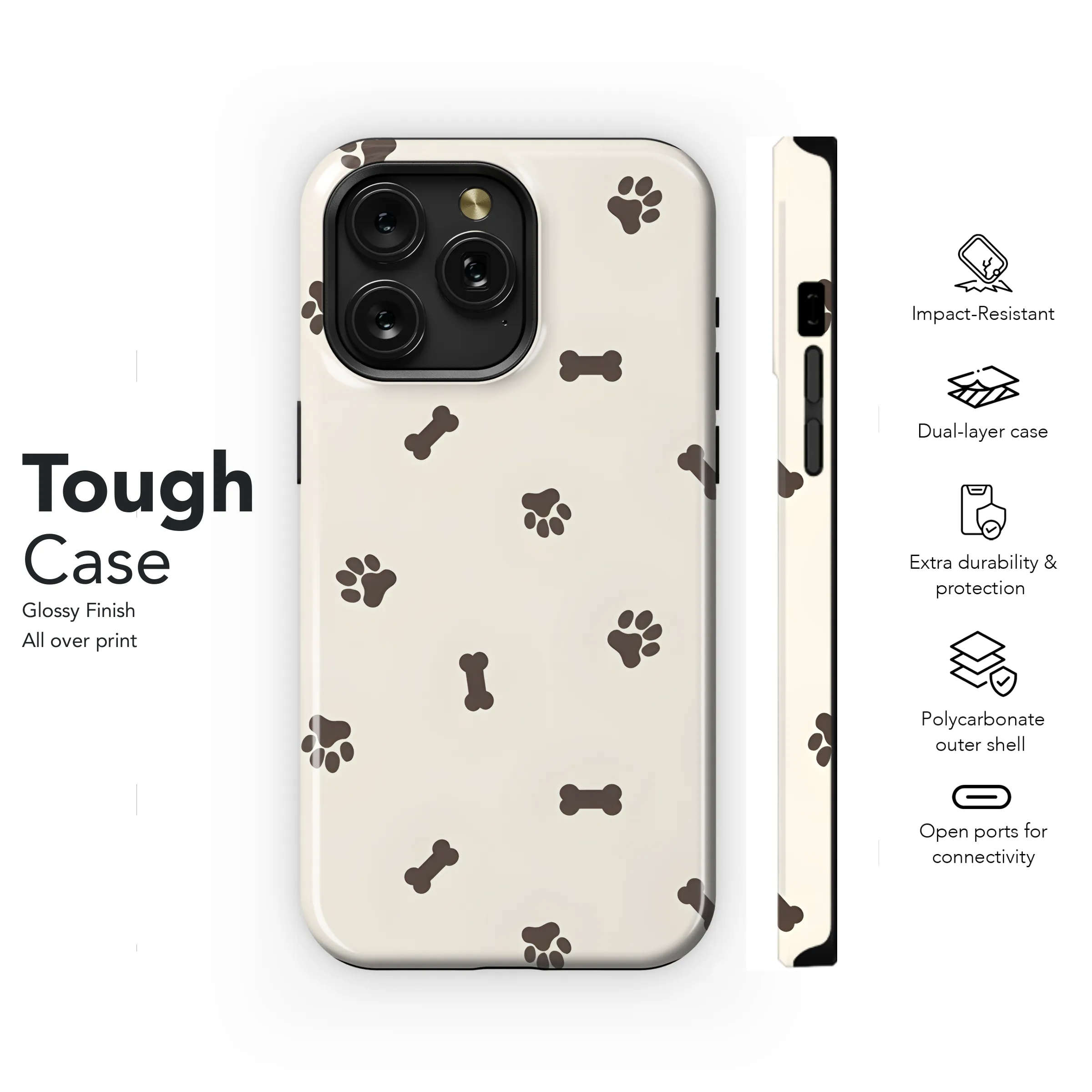 Dog Paw Bone Pattern Phone Case iPhone Samsung Cover Pixel 2180