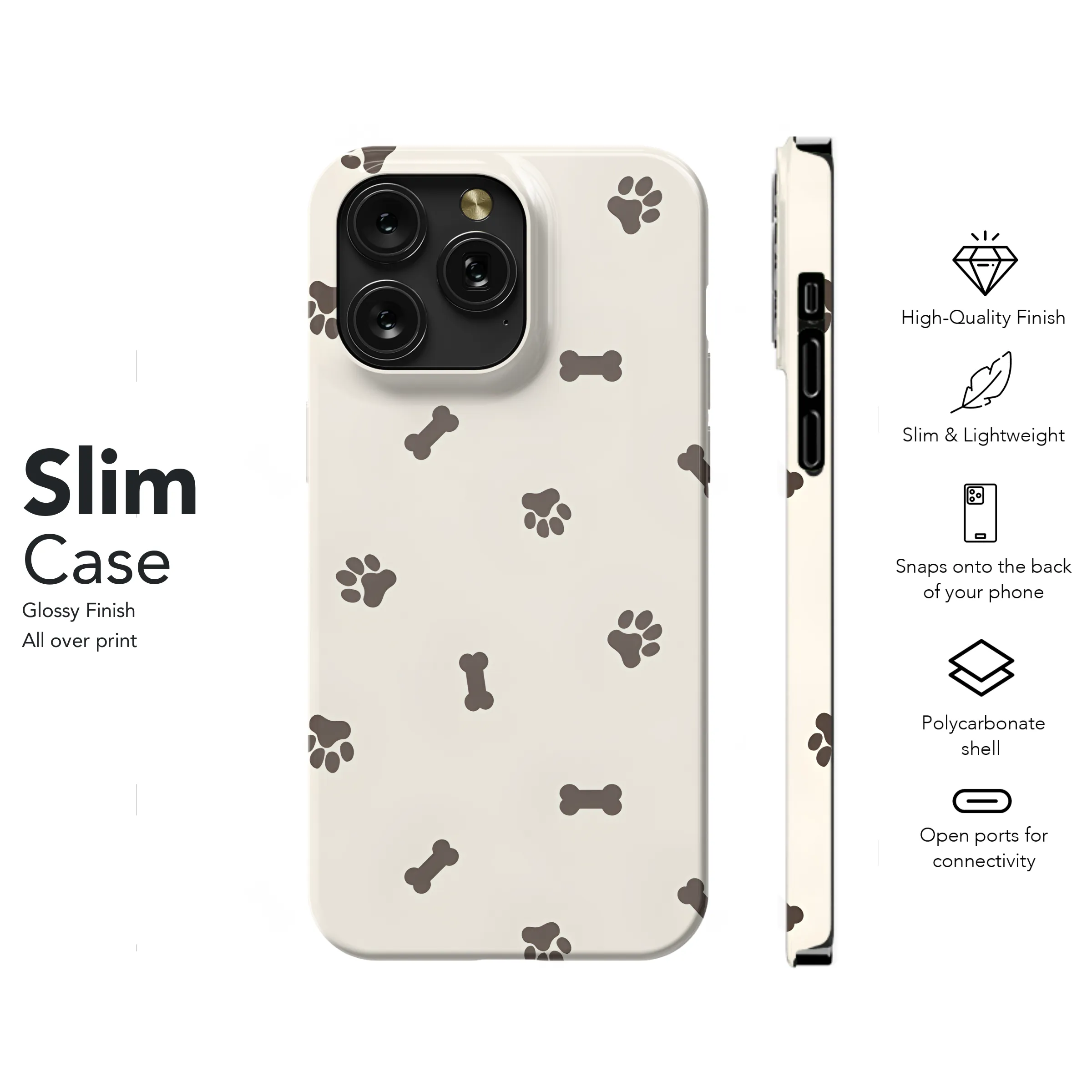 Dog Paw Bone Pattern Phone Case iPhone Samsung Cover Pixel 2180