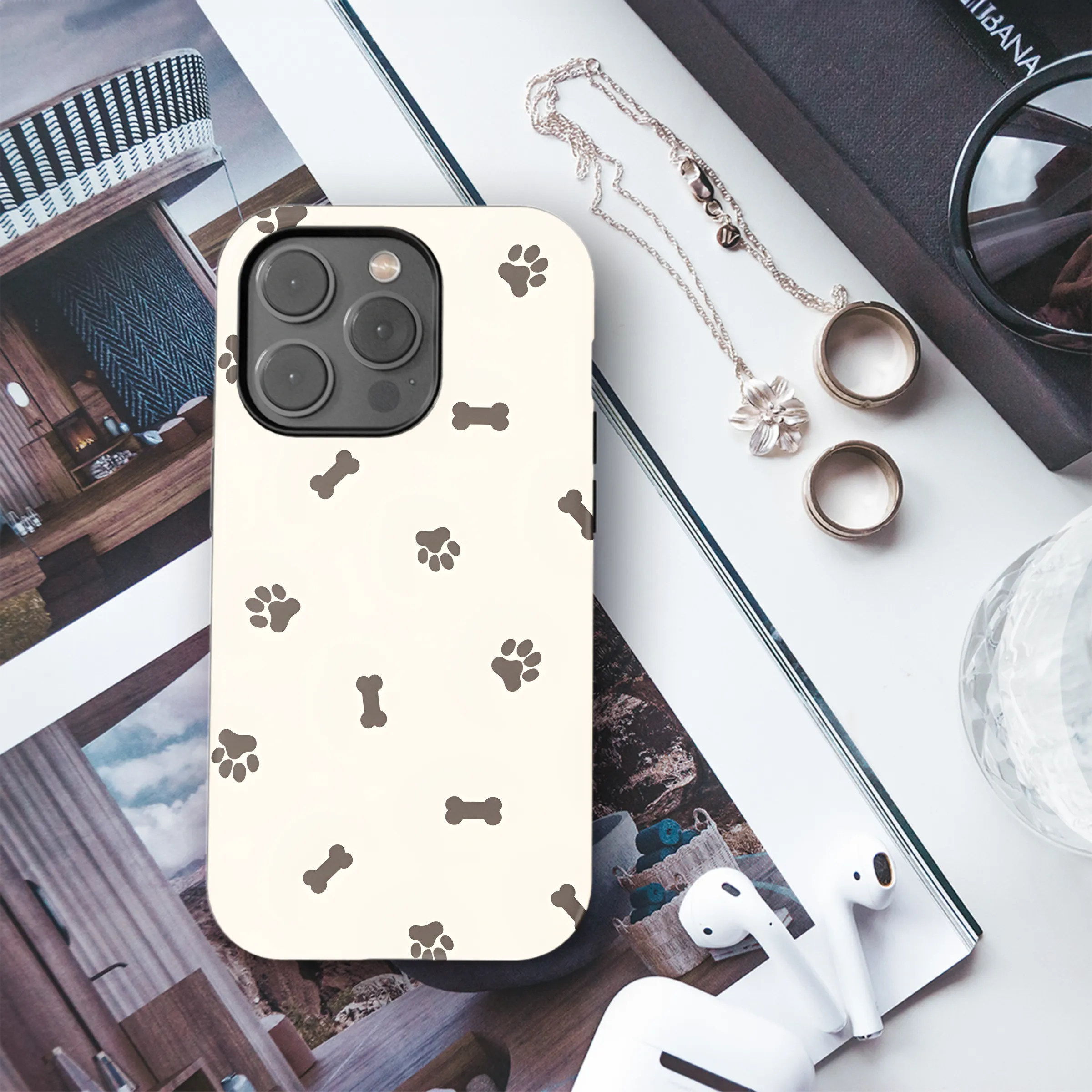 Dog Paw Bone Pattern Phone Case iPhone Samsung Cover Pixel 2180