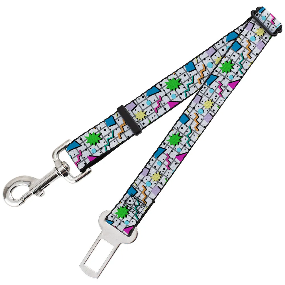 Dog Safety Seatbelt for Cars - 90s Nineties Grid Pattern Vibrant Gray/Multi Color