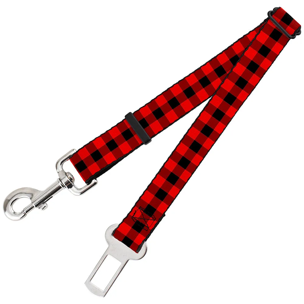 Dog Safety Seatbelt for Cars - Buffalo Plaid Black/Red