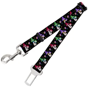 Dog Safety Seatbelt for Cars - Happy Mushrooms with Stars Black/Multi Color