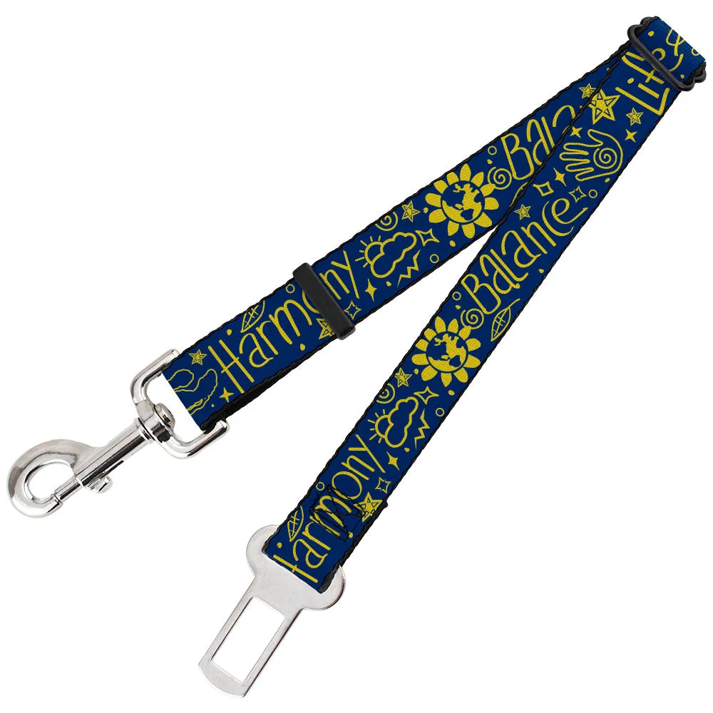 Dog Safety Seatbelt for Cars - HARMONY BALANCE LIFE Icons Collage Blue/Yellow