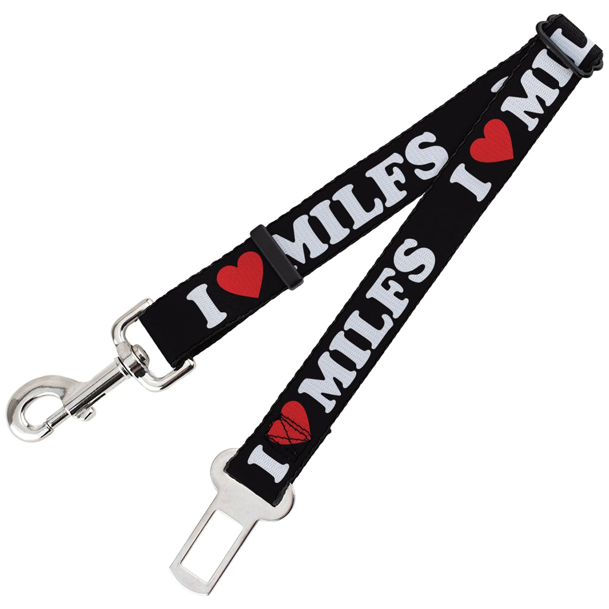 Dog Safety Seatbelt for Cars - I "HEART" MILFS Black/White/Red