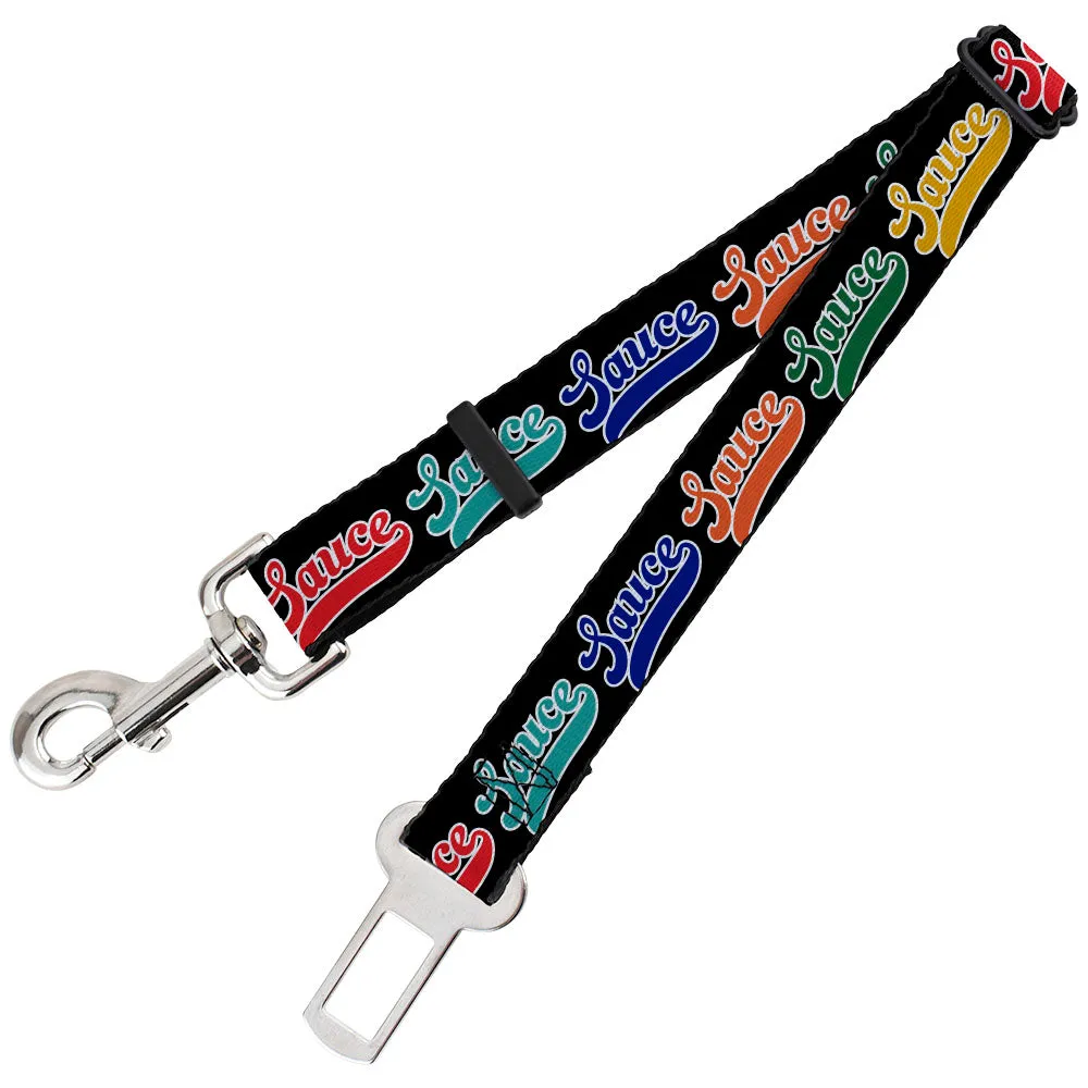 Dog Safety Seatbelt for Cars - SAUCE Baseball Script Black/Multi Color