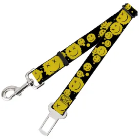 Dog Safety Seatbelt for Cars - Smiley Face Splatter Scattered Black/Yellow