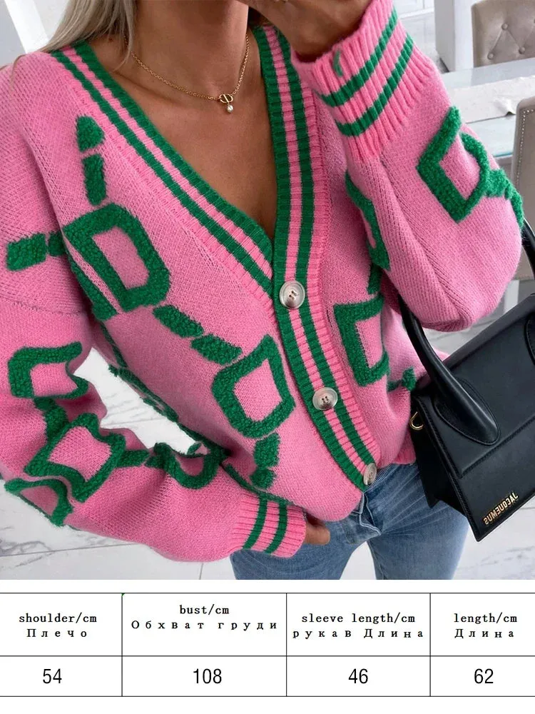 Embroidery Knitted Loose Sweaters