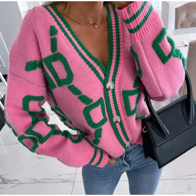 Embroidery Knitted Loose Sweaters