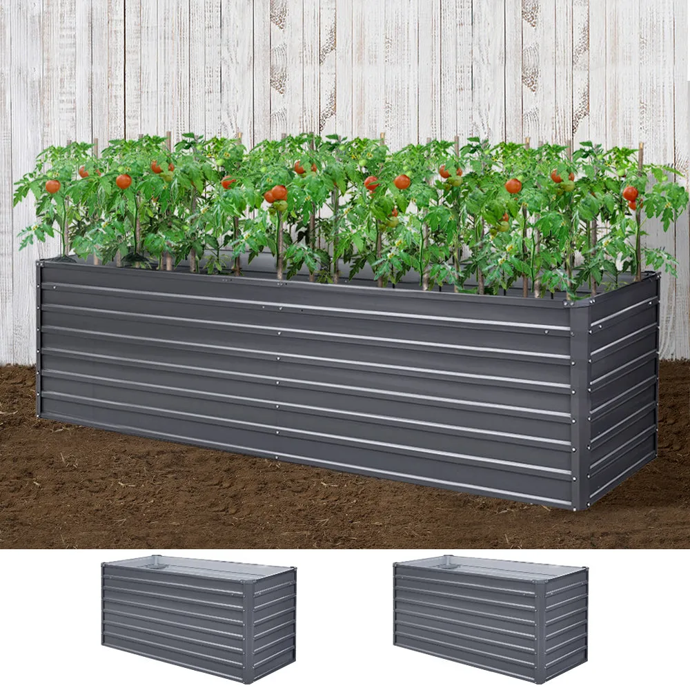 Galvanised Steel Raised Garden Bed Instant Planter 320 x 80 x 77cm Aluminium