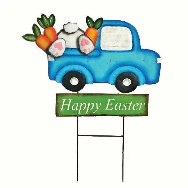 Garden Stake – Bunny in a Pick-Up Truck