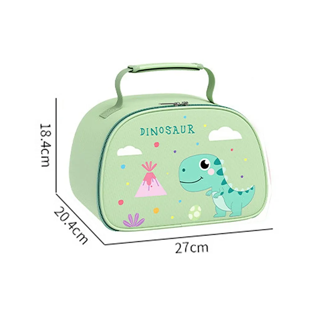 Green Dino Big Size Stainless Steel Lunch Box with Insulated Matching Lunch Bag, stainless steel spoon and chopsticks for Kids and Adults