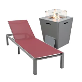 Grey Aluminum Outdoor Patio Chaise Lounge Chair