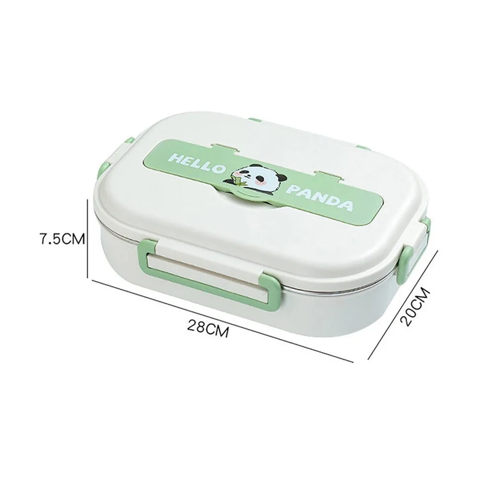 Happy Panda Big Size Stainless Steel Lunch Box /Tiffin with Insulated Matching Lunch Bag, stainless steel spoon and chopsticks for Kids & adults.