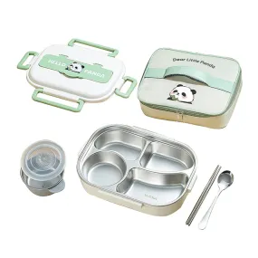 Happy Panda Big Size Stainless Steel Lunch Box /Tiffin with Insulated Matching Lunch Bag, stainless steel spoon and chopsticks for Kids & adults.