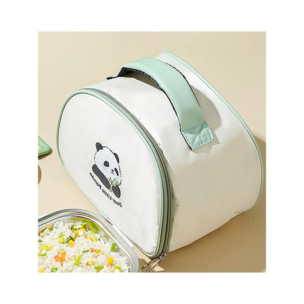 Happy Panda Small Size Stainless Steel Lunch Box /Tiffin with Insulated Matching Lunch Bag, stainless steel spoon and chopsticks for Kids & adults.