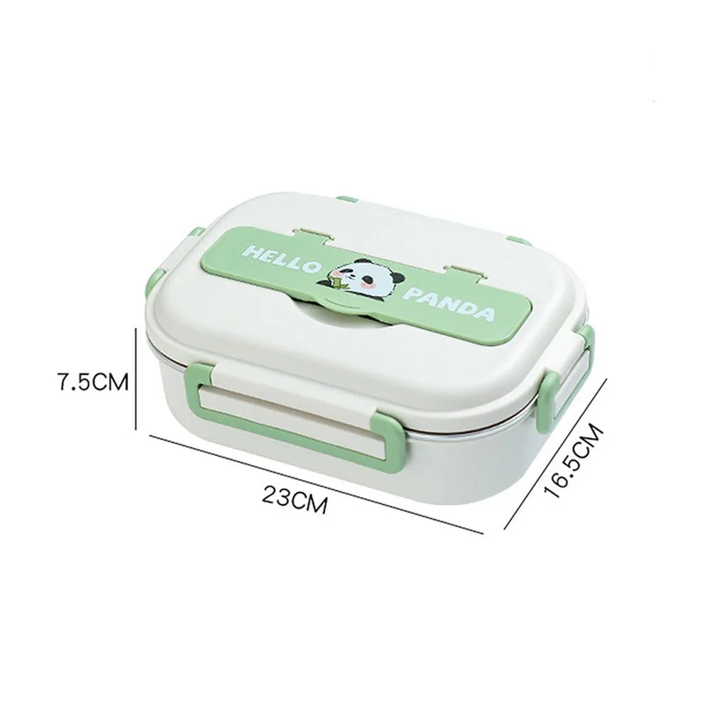 Happy Panda Small Size Stainless Steel Lunch Box /Tiffin with Insulated Matching Lunch Bag, stainless steel spoon and chopsticks for Kids & adults.