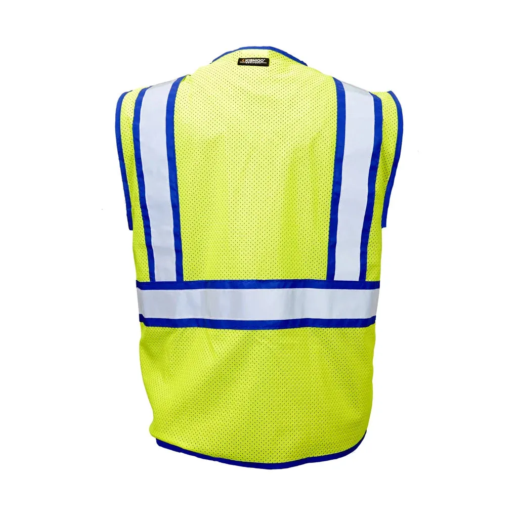 Kisigo-REFLECTIVE COLOR CONTRAST VEST Blue/Lime