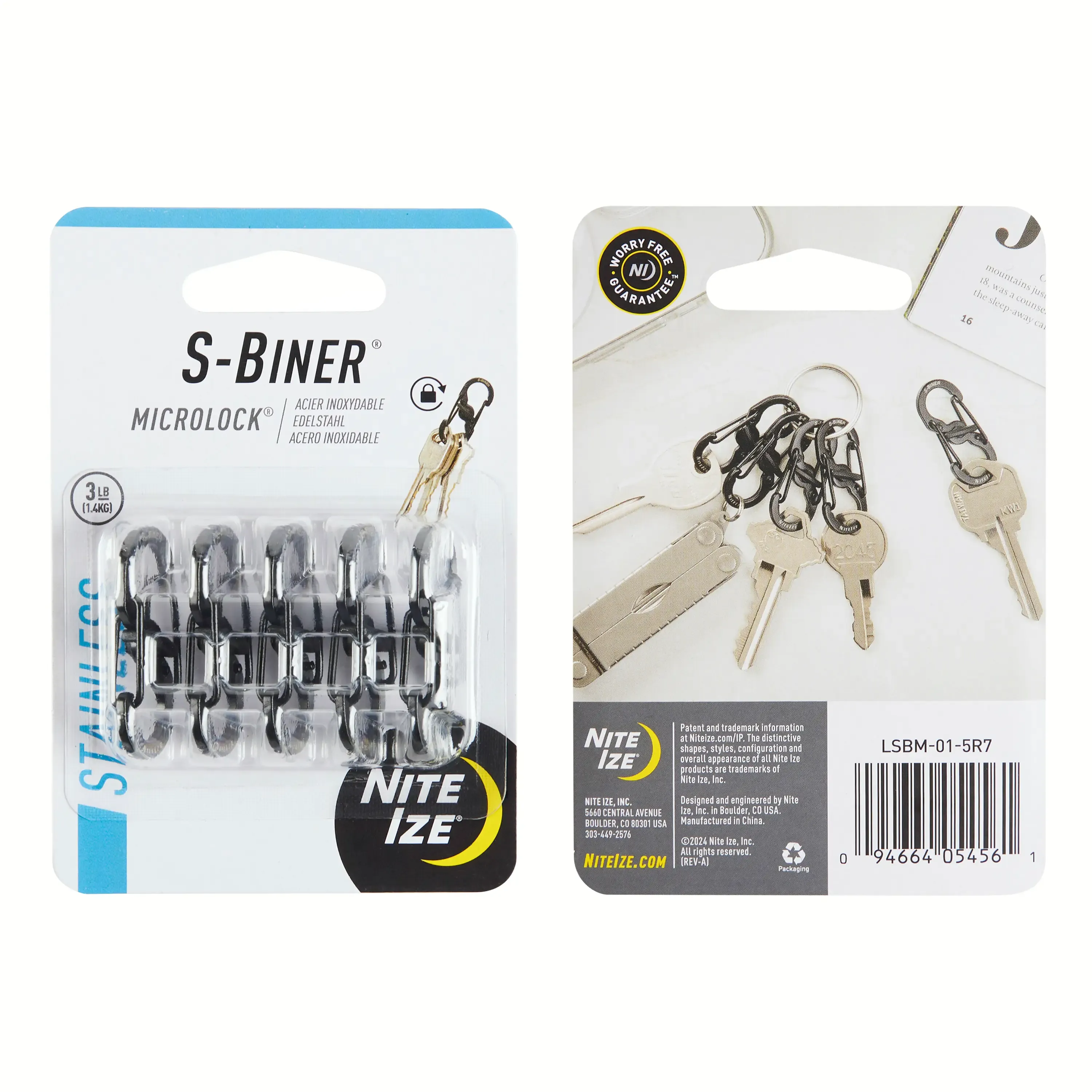 Microlock Stainless Steel S-Biner 5pk