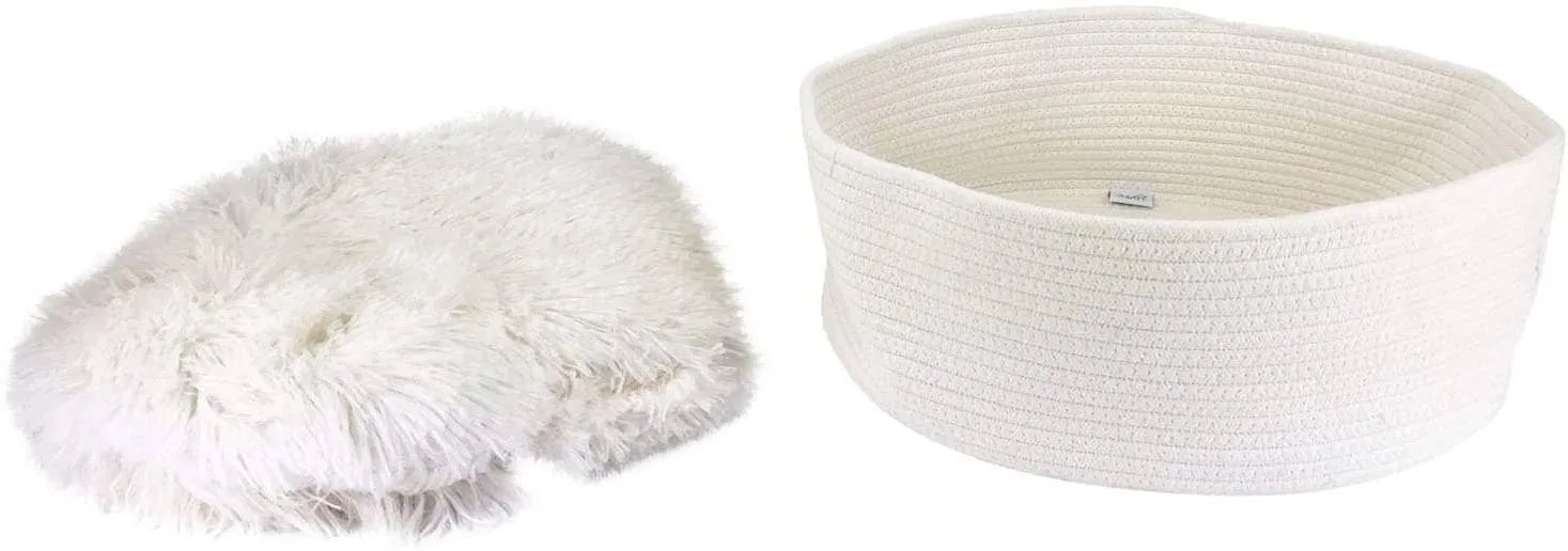 MIDLEE ROUND ROPE CAT OR SMALL DOG BED WITH PILLOW INSERT