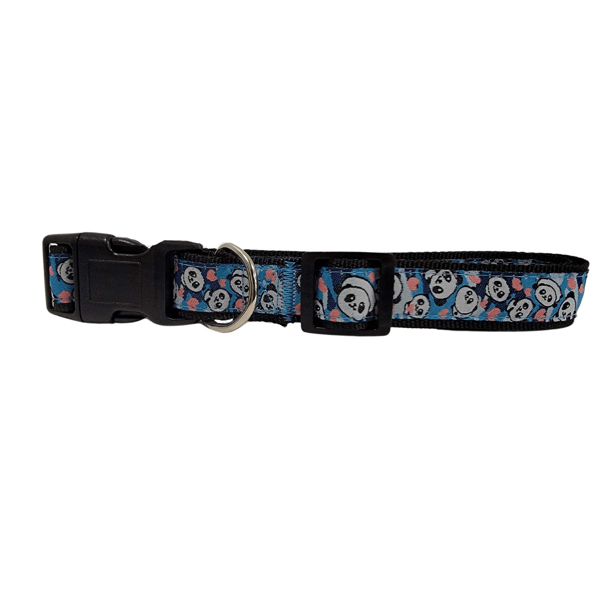 Nylon Collar for Dogs with Embroidered Panda Design