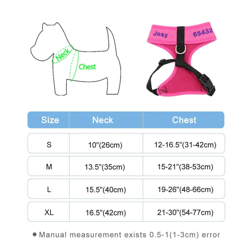 Nylon Personalized Dog Harness Custom Mesh Dogs