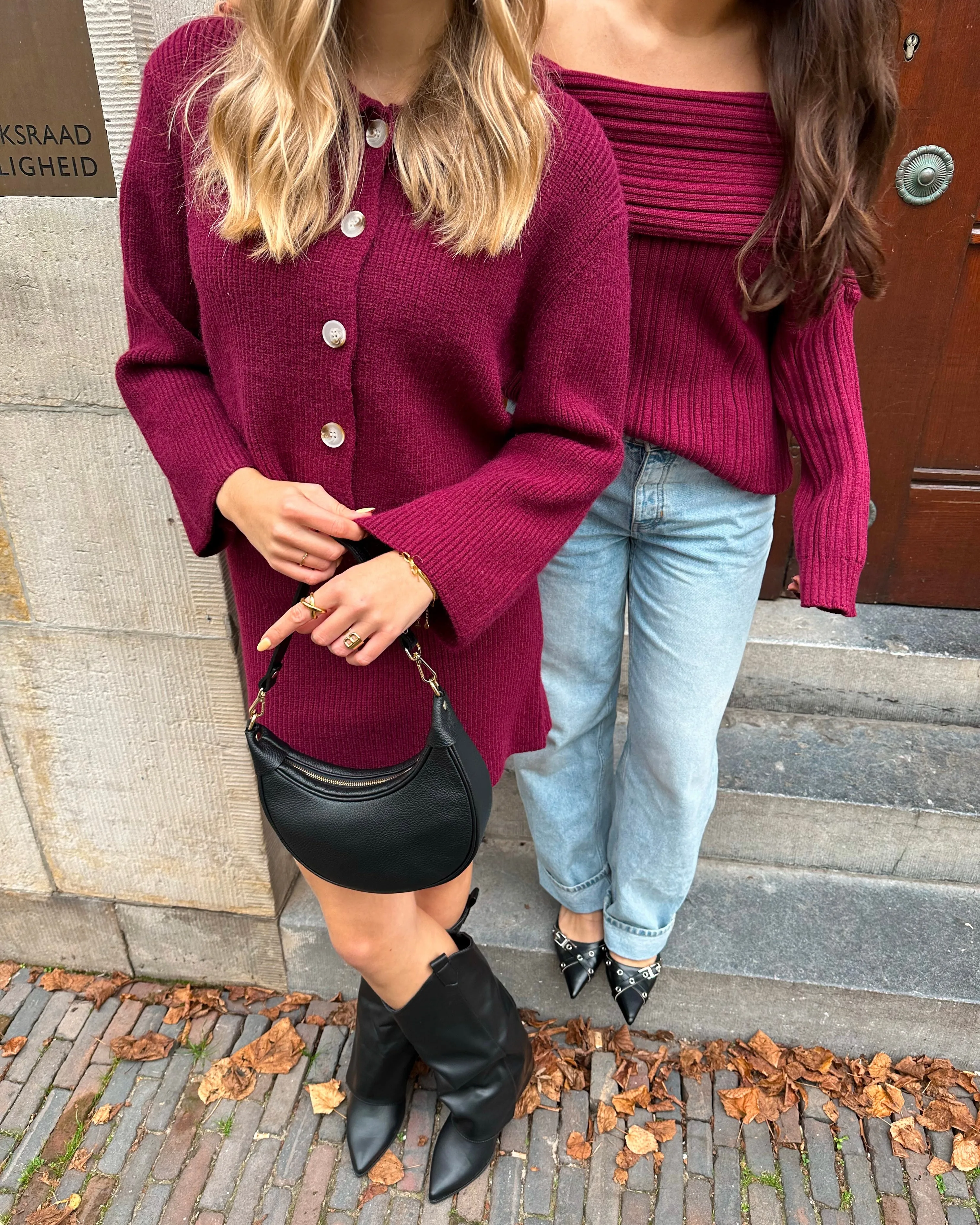 Off Shoulder Knit Burgundy