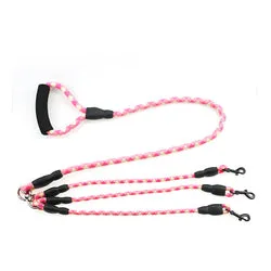 PAWS ASIA Manufacturers Dropshipping Multifunctional Polyester Three heads Dog Leash With Comfortable Handle