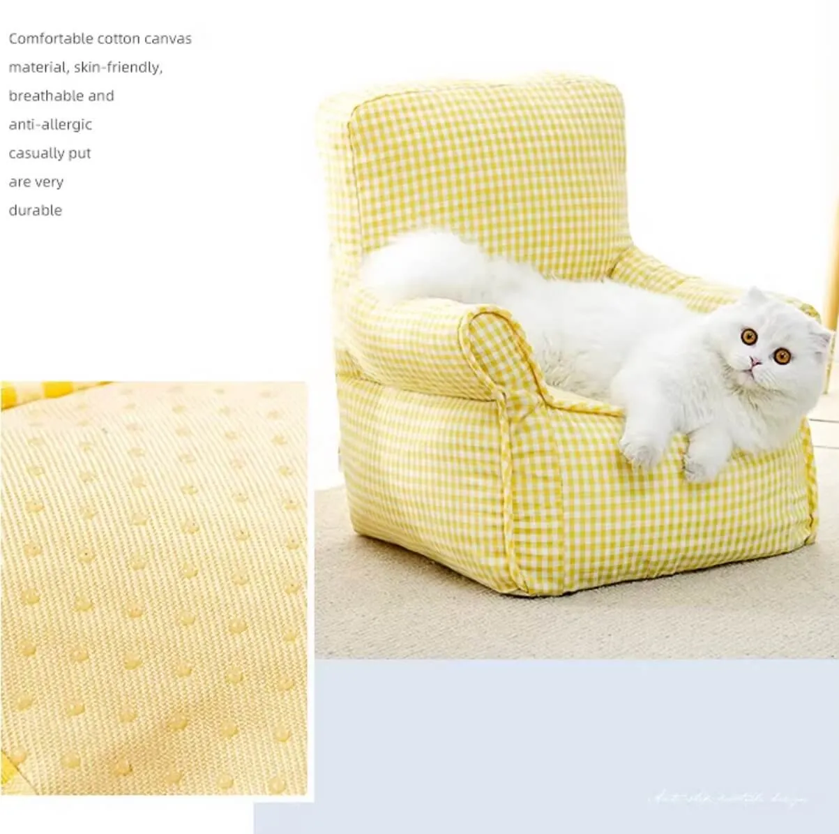 Pet Bed Cat Sofa with Armrests Frameless Lightweight Lounge Chair