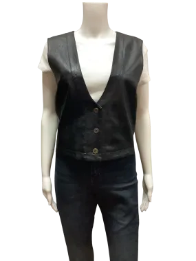 Pilcro Women's Faux Leather Vest Black  Size: XL