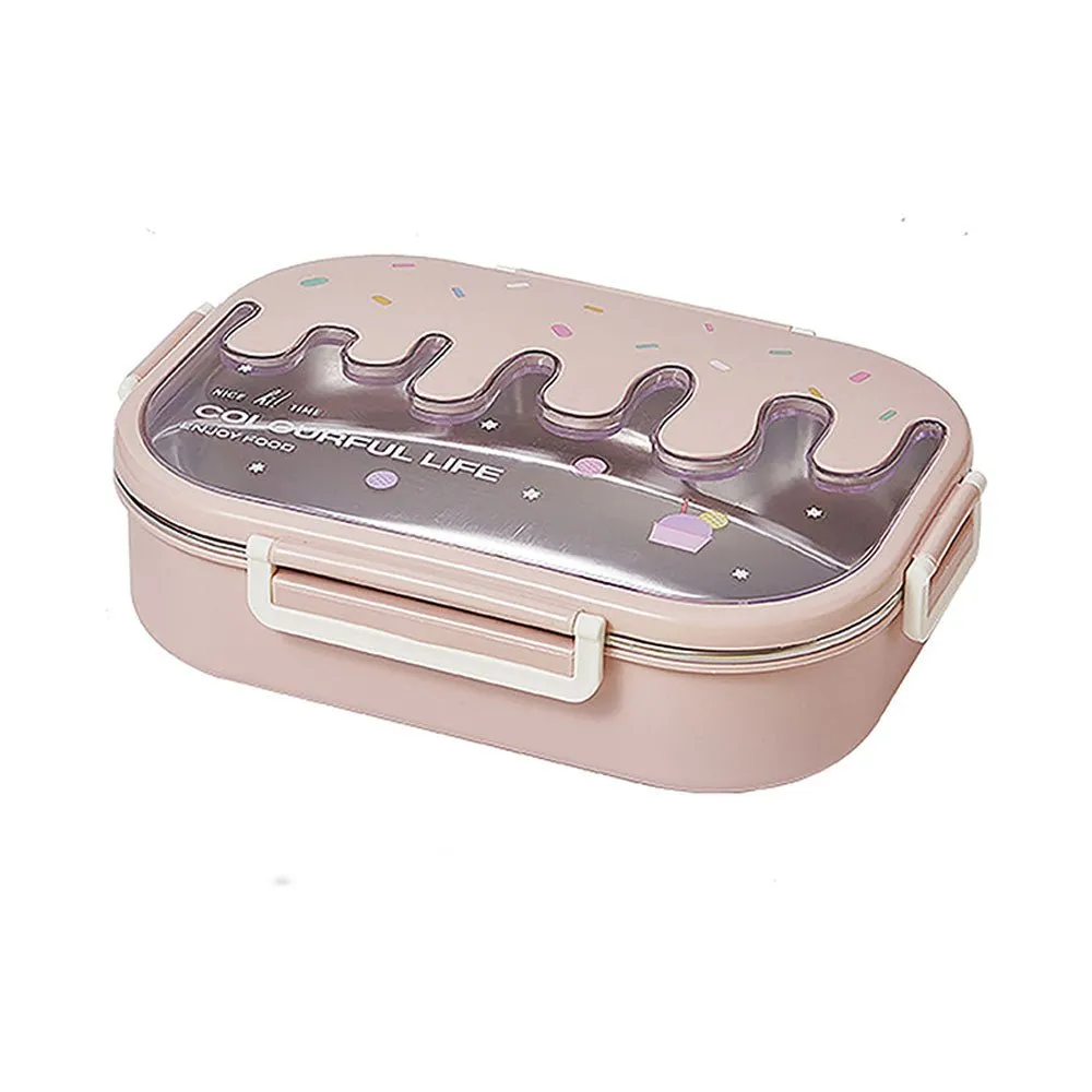 Pink Icecream Drip Big Size Stainless Steel Lunch Box, 1300ml