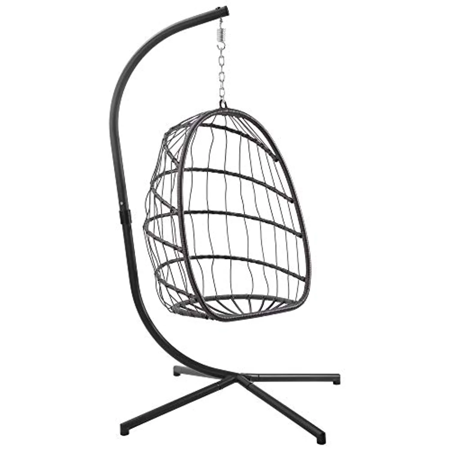 Rattan Hanging Swing Egg Chair,Hammock Chair, Aluminum Frame and UV Resistant Cushion