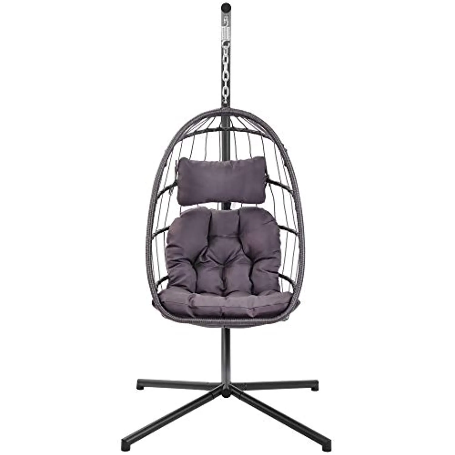 Rattan Hanging Swing Egg Chair,Hammock Chair, Aluminum Frame and UV Resistant Cushion